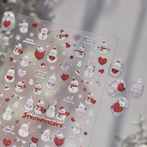 Sweet Snowman Nail Stickers | Kawaii Winter Nail Art Decals - image 3