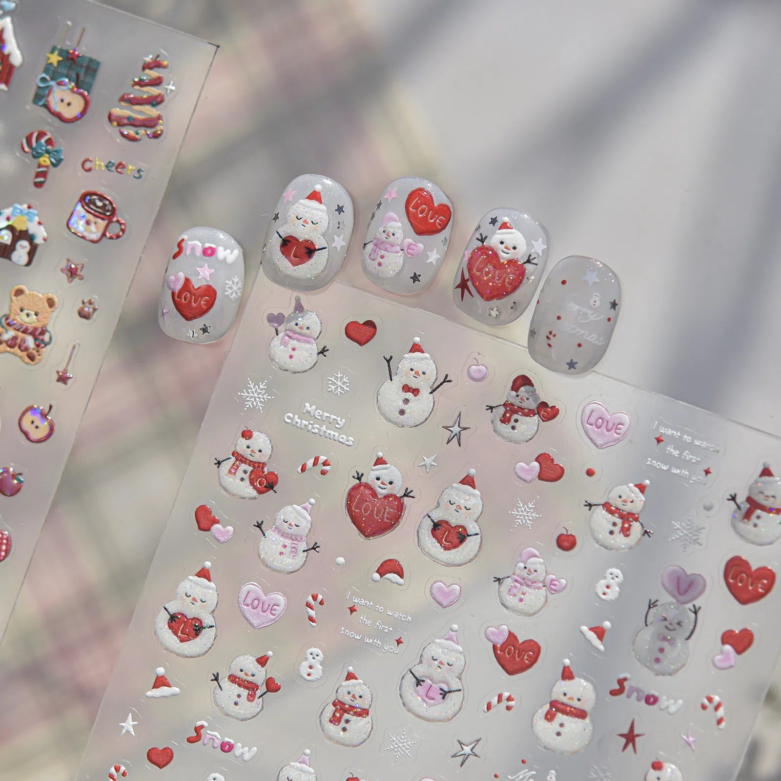 Sweet Snowman Nail Stickers | Kawaii Winter Nail Art Decals - image 5