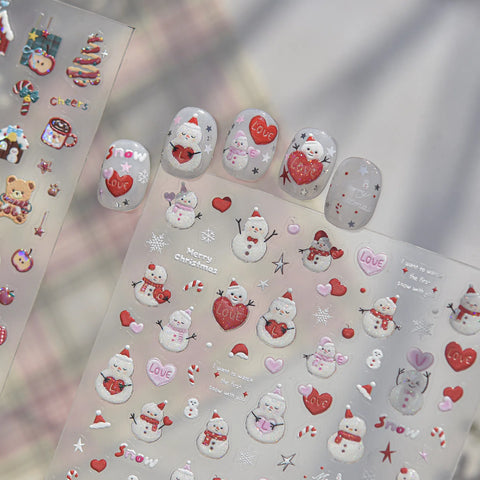 Sweet Snowman Nail Stickers | Kawaii Winter Nail Art Decals - image 5