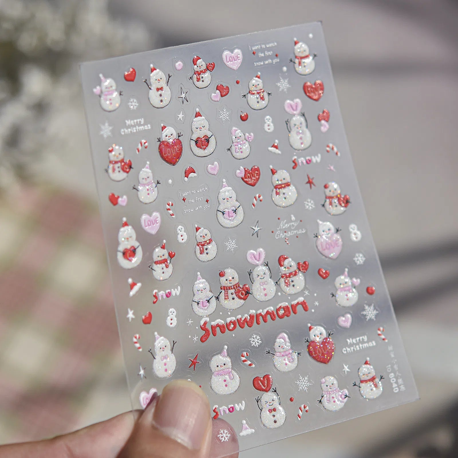 Sweet Snowman Nail Stickers | Kawaii Winter Nail Art Decals - to6040 variant image