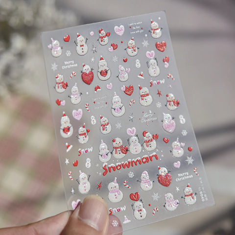 Sweet Snowman Nail Stickers | Kawaii Winter Nail Art Decals - to6040 variant image