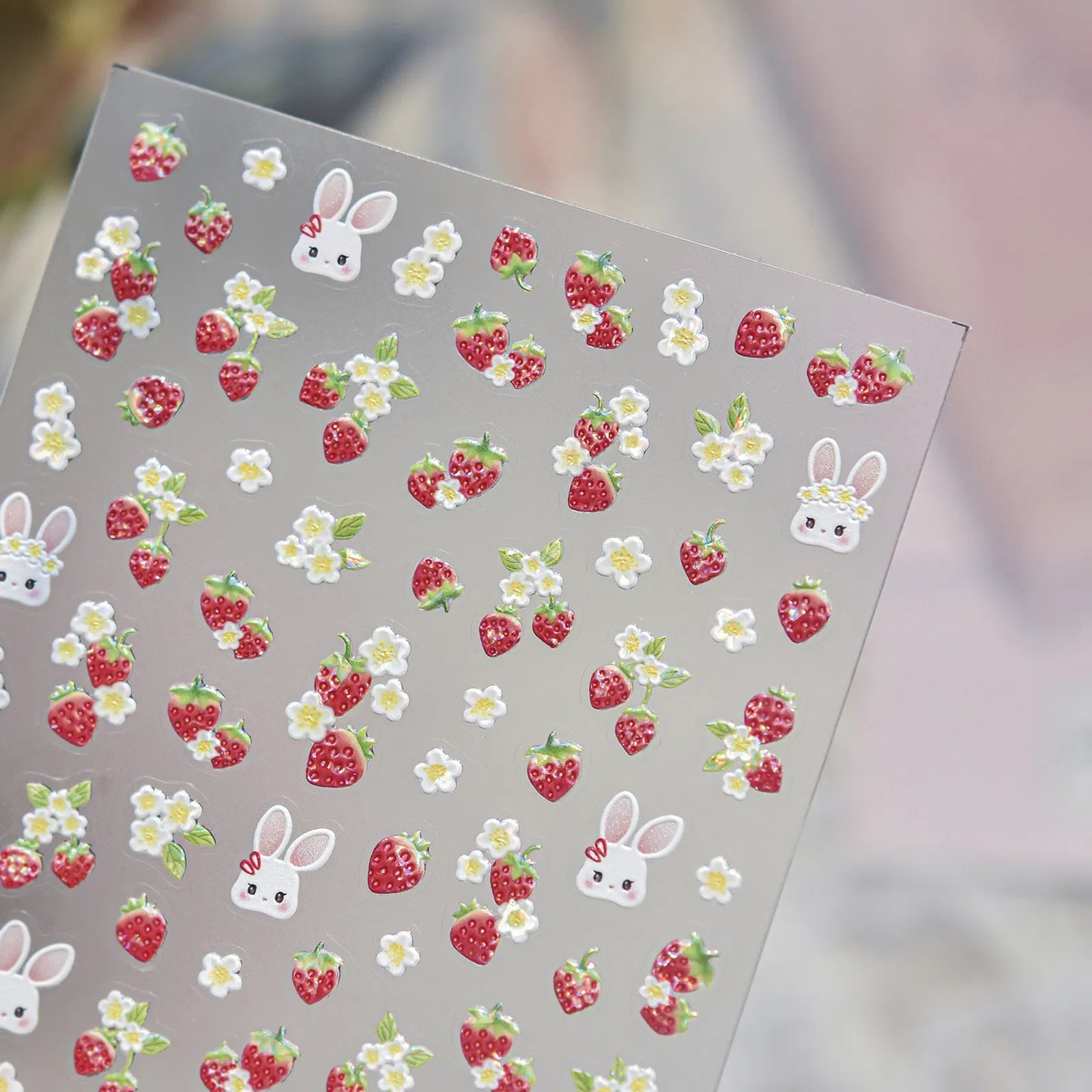 Sweet Strawberry Bunny Nail Stickers | Kawaii Nail Art Decals - image 2