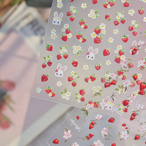 Sweet Strawberry Bunny Nail Stickers | Kawaii Nail Art Decals - image 4