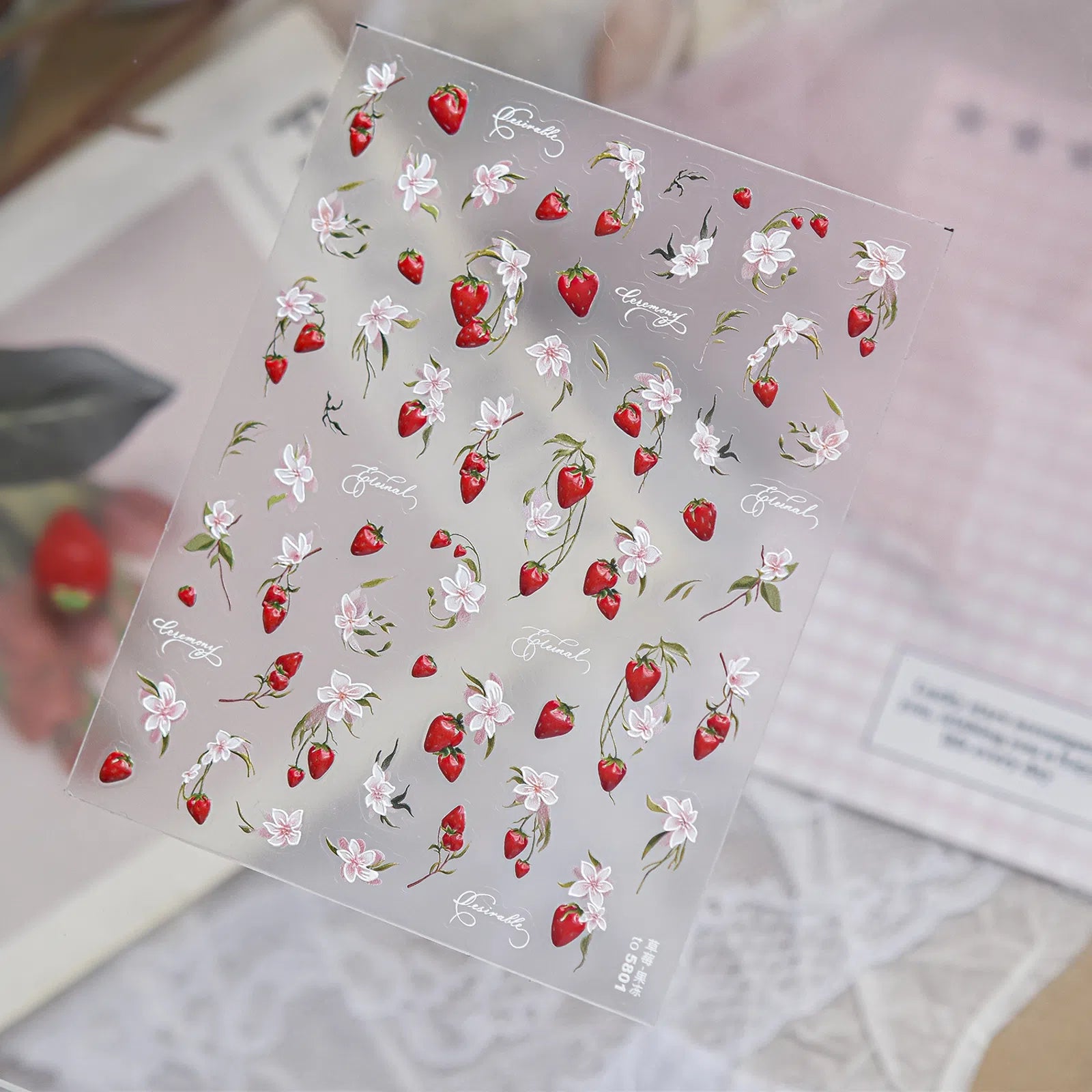 to5801 Sweet Strawberry Bunny Nail Stickers variant image - Tomoni Nail Art