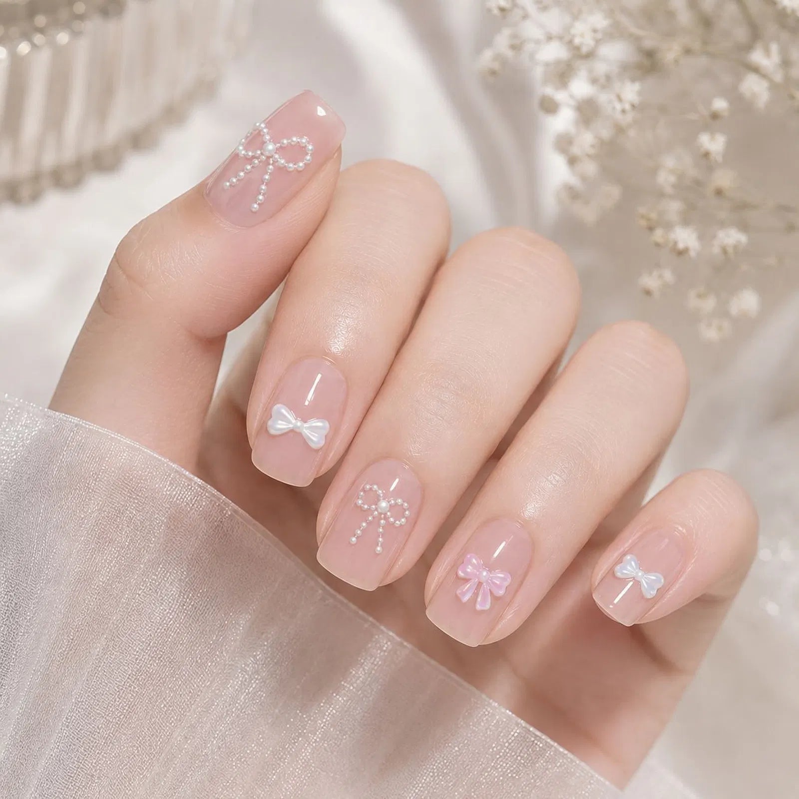 Tiny Bow Nail Stickers | Korean Coquette Nail Art Decals - image 1