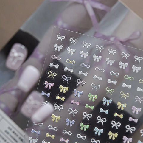Tiny Bow Nail Stickers | Korean Coquette Nail Art Decals - image 2