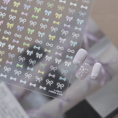 Tiny Bow Nail Stickers | Korean Coquette Nail Art Decals - image 3