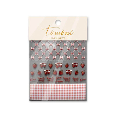 strawberry and grid nail sticker