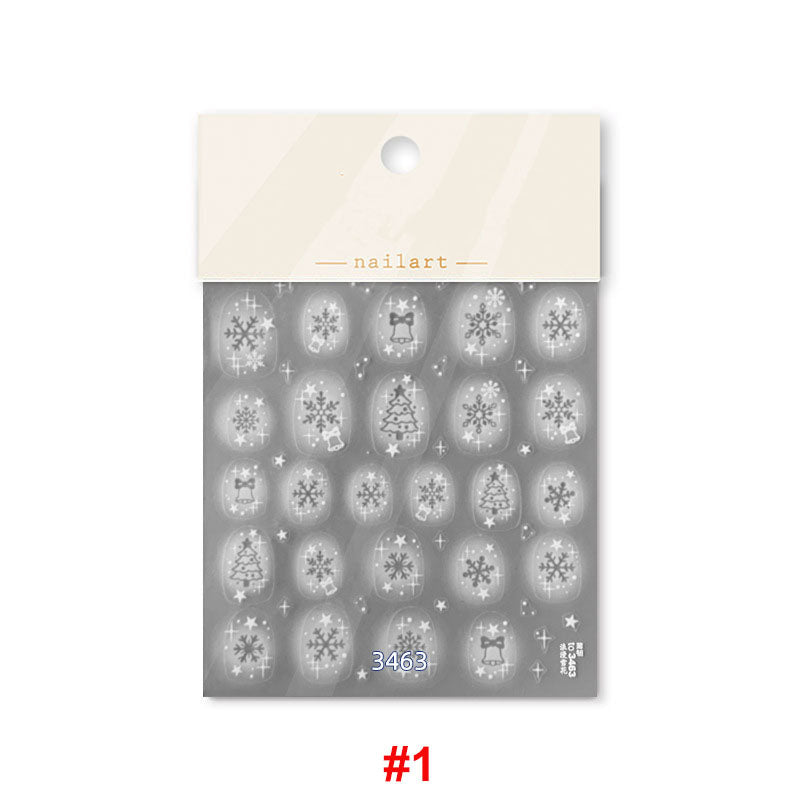 3d white winter snow nail sticker