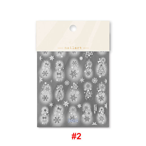 3d white winter christmas tree nail sticker