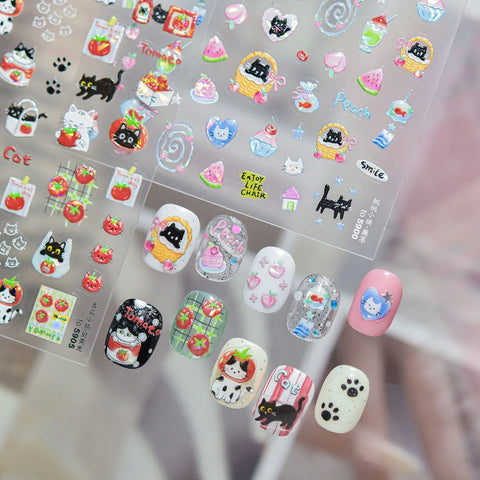 Tomato Cat Nail Stickers | Sweet Kawaii Nail Art Decals - image 1