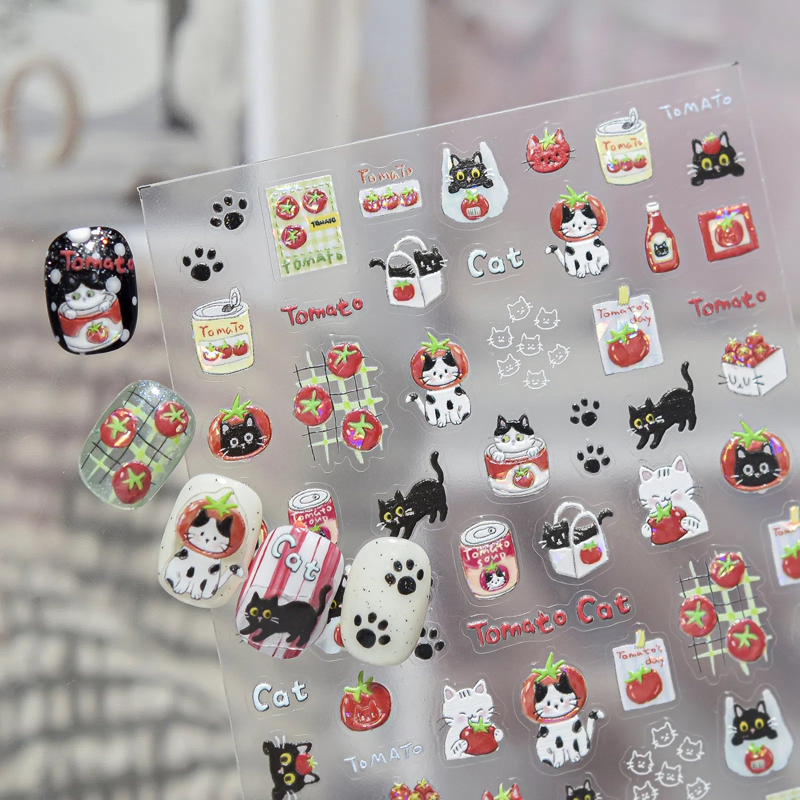 Tomato Cat Nail Stickers | Sweet Kawaii Nail Art Decals - image 2