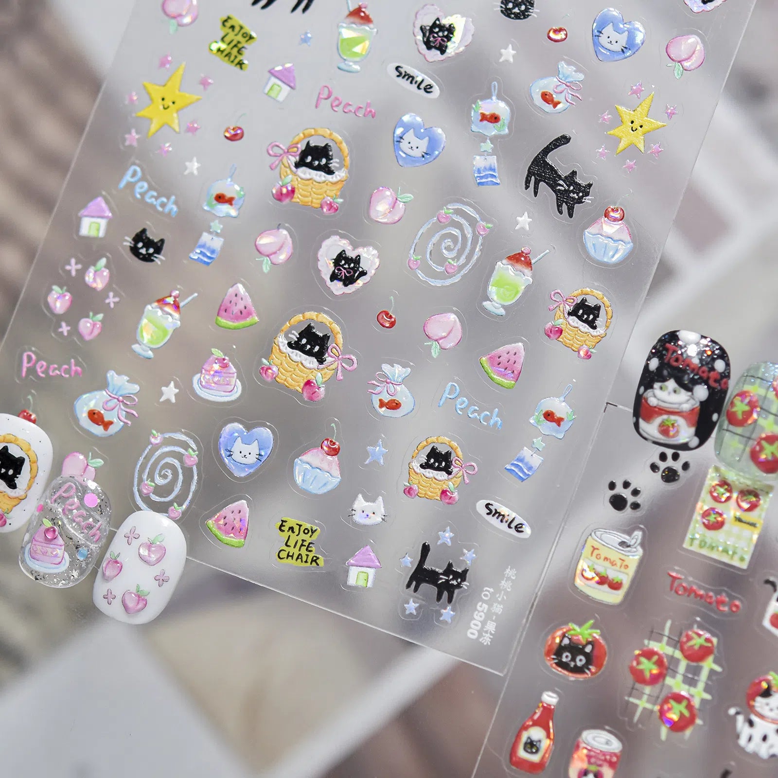 Tomato Cat Nail Stickers | Sweet Kawaii Nail Art Decals - image 4