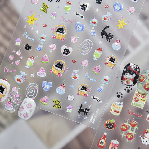 Tomato Cat Nail Stickers | Sweet Kawaii Nail Art Decals - image 4