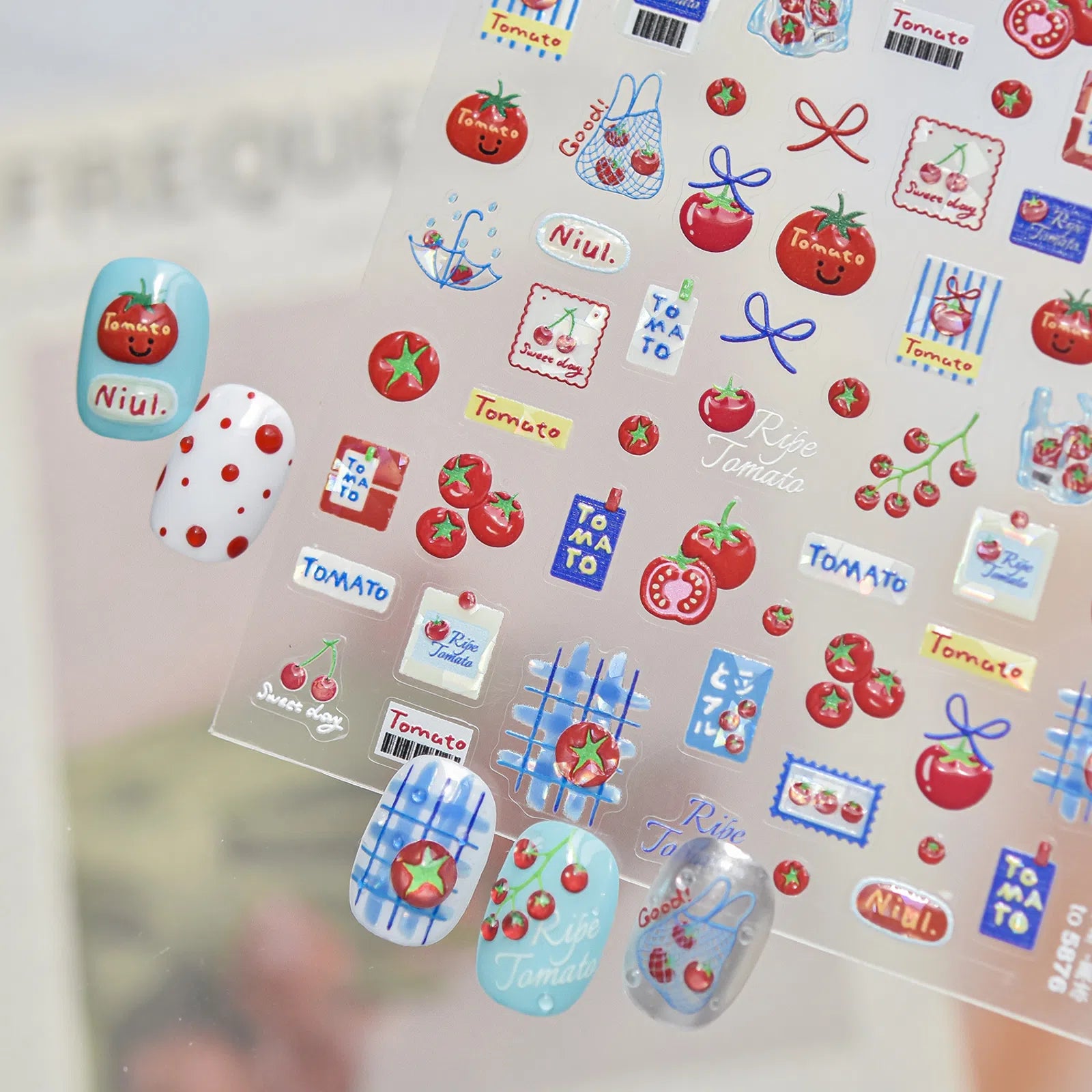 Tomato Nail Stickers | Kawaii Food Nail Art Decals - image 1