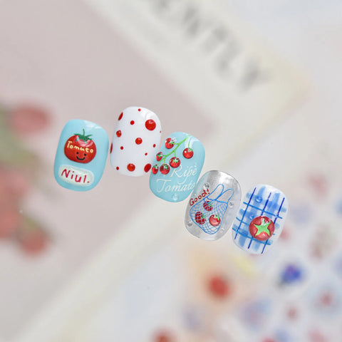 Tomato Nail Stickers | Kawaii Food Nail Art Decals - image 4