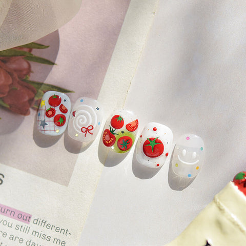 Cute Tomato Nail Stickers, Fruit Nail Stickers, Cute Nail Decals, 3D Nail Stickers, to5188