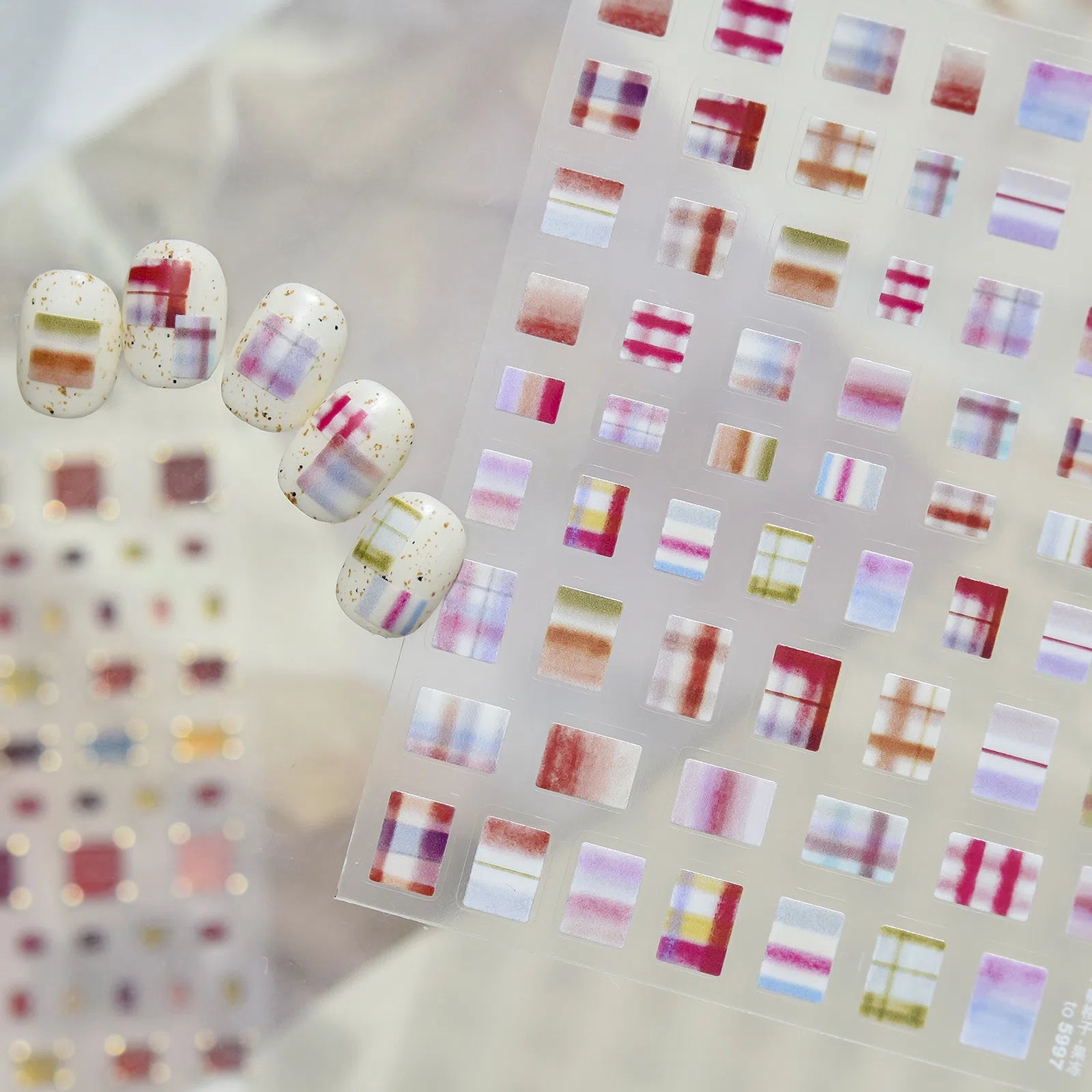 Translucent Plaid Nail Stickers | Sweet Winter Nail Art Decals - image 1