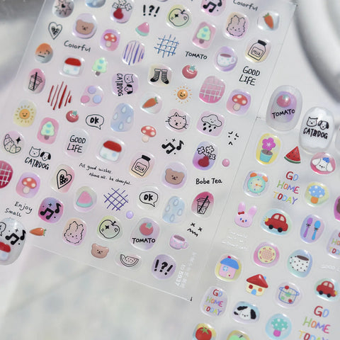 Translucent Square Nail Stickers | Cute Nail Art Decals - image 1