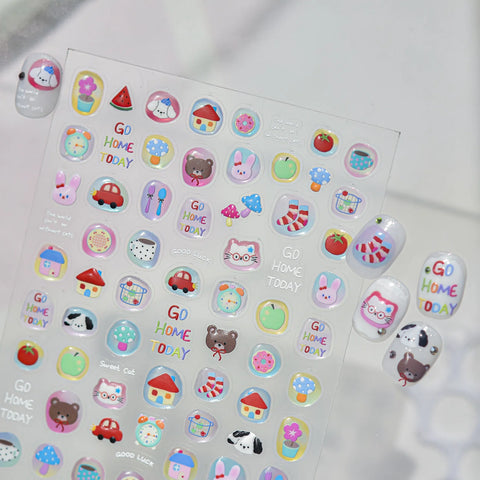 Translucent Square Nail Stickers | Cute Nail Art Decals - image 2