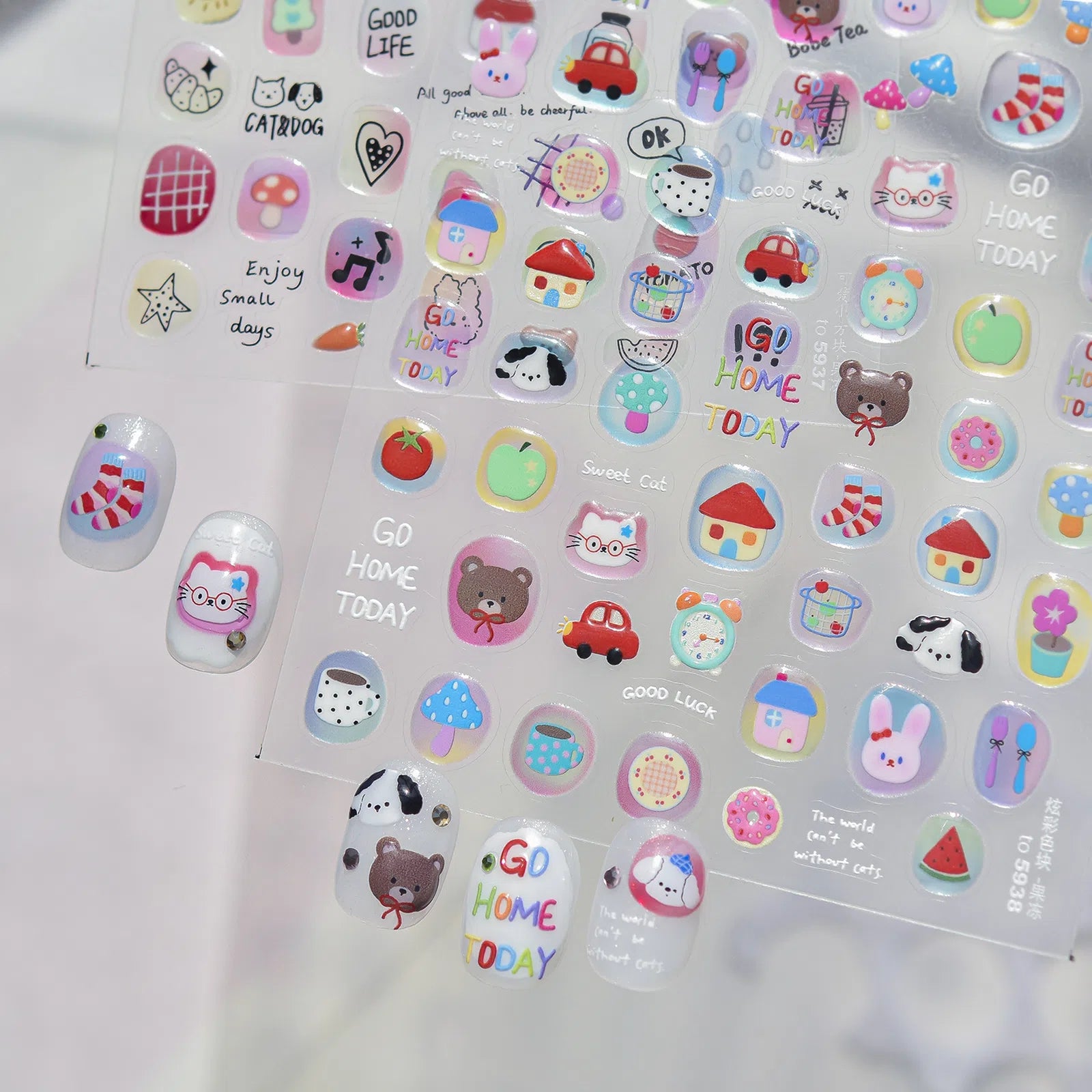 Translucent Square Nail Stickers | Cute Nail Art Decals - image 3