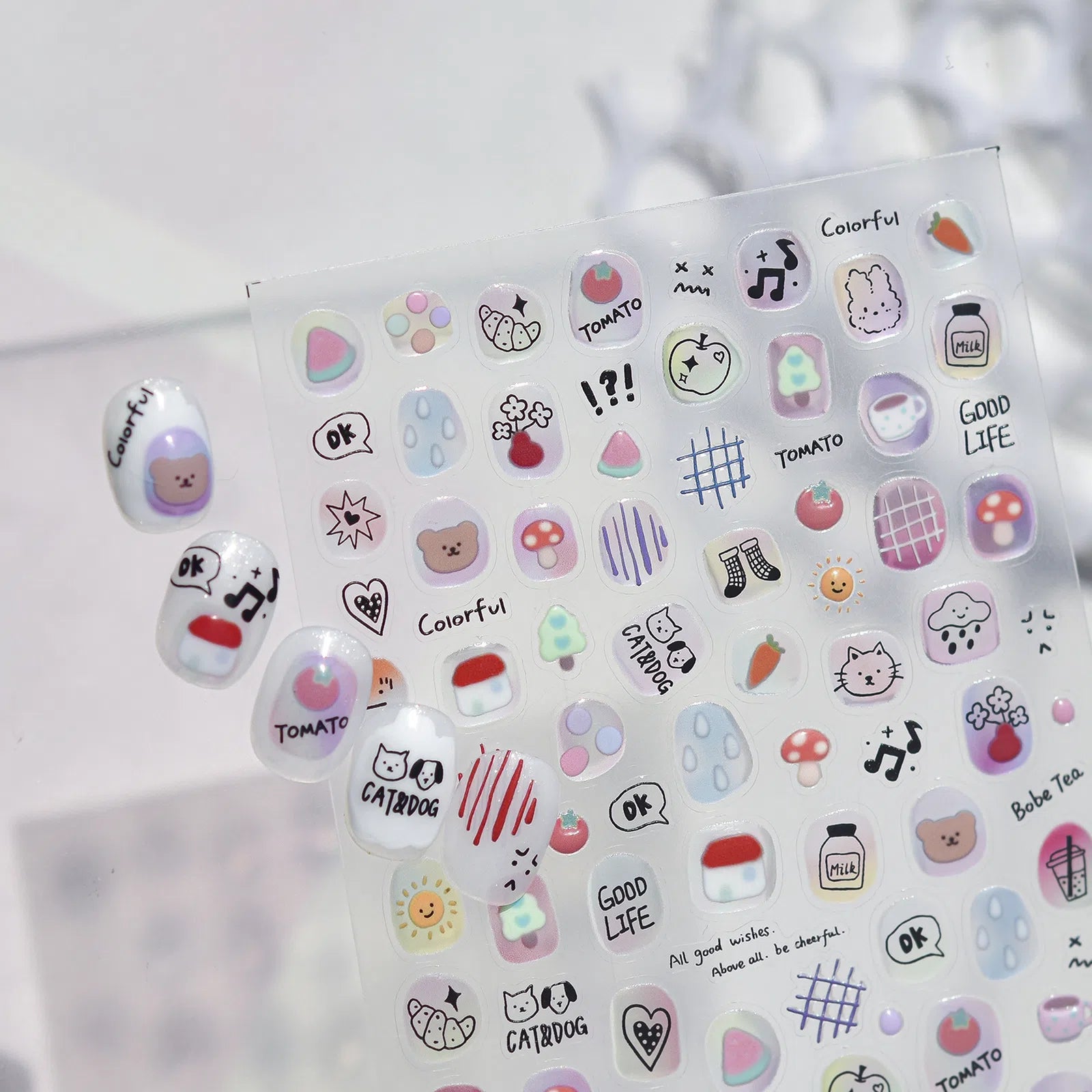 Translucent Square Nail Stickers | Cute Nail Art Decals - image 4