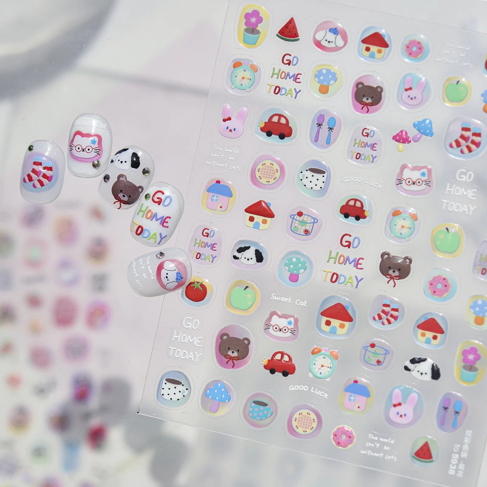 Translucent Square Nail Stickers | Cute Nail Art Decals - image 5