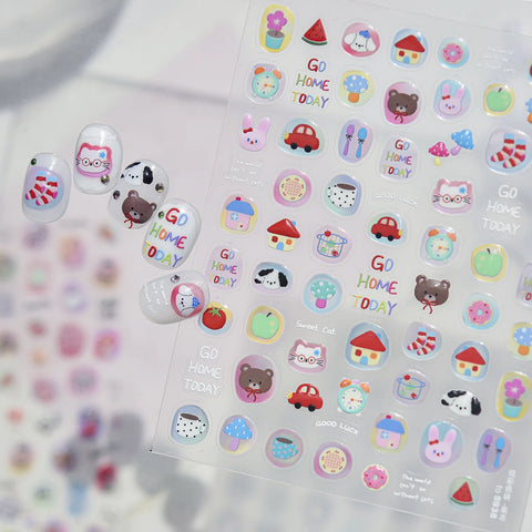 Translucent Square Nail Stickers | Cute Nail Art Decals - image 5