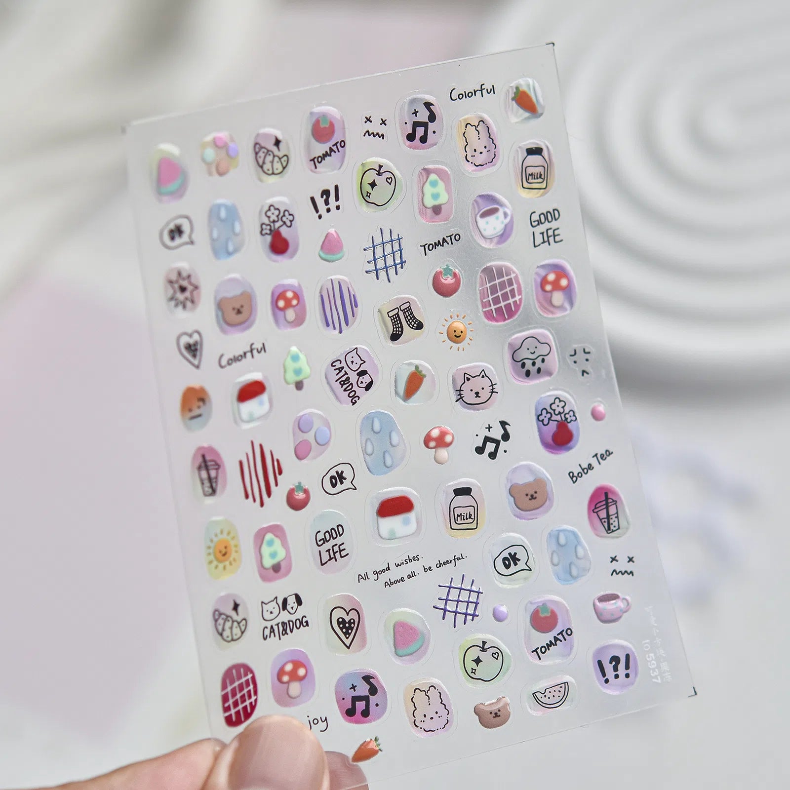 Translucent Square Nail Stickers | Cute Nail Art Decals - to5937 variant image