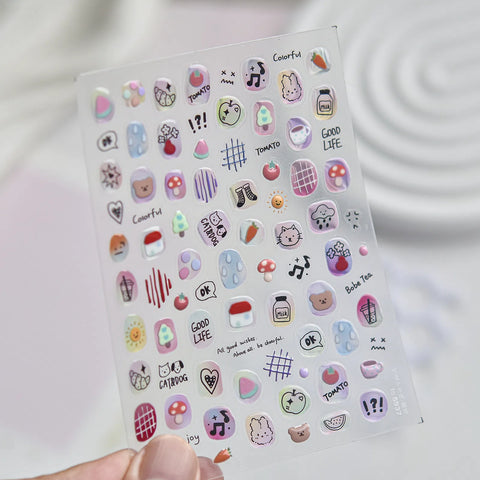 Translucent Square Nail Stickers | Cute Nail Art Decals - to5937 variant image