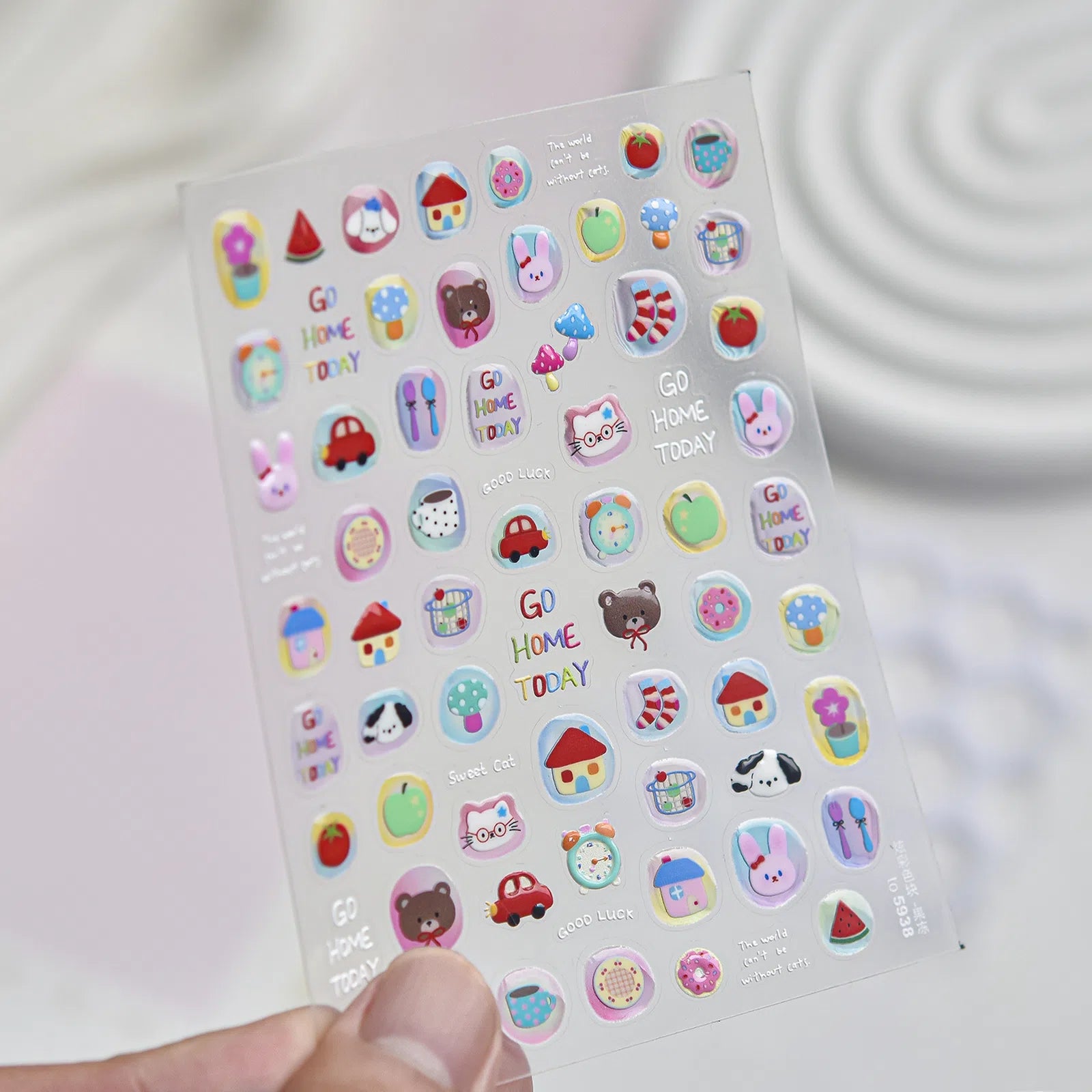 Translucent Square Nail Stickers | Cute Nail Art Decals - to5938 variant image