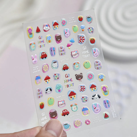 Translucent Square Nail Stickers | Cute Nail Art Decals - to5938 variant image