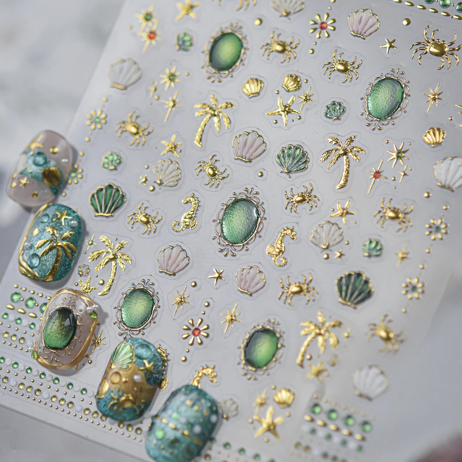 Turquoise Ocean Nail Stickers | Blue Sea Nail Art Decals - image 1