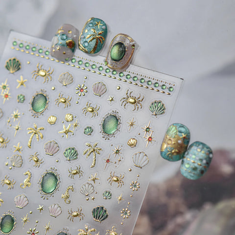 Turquoise Ocean Nail Stickers | Blue Sea Nail Art Decals - image 2