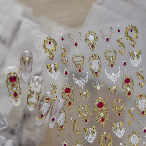 Vintage Baroque Nail Stickers | Elegant Gold Nail Art Decals - image 1