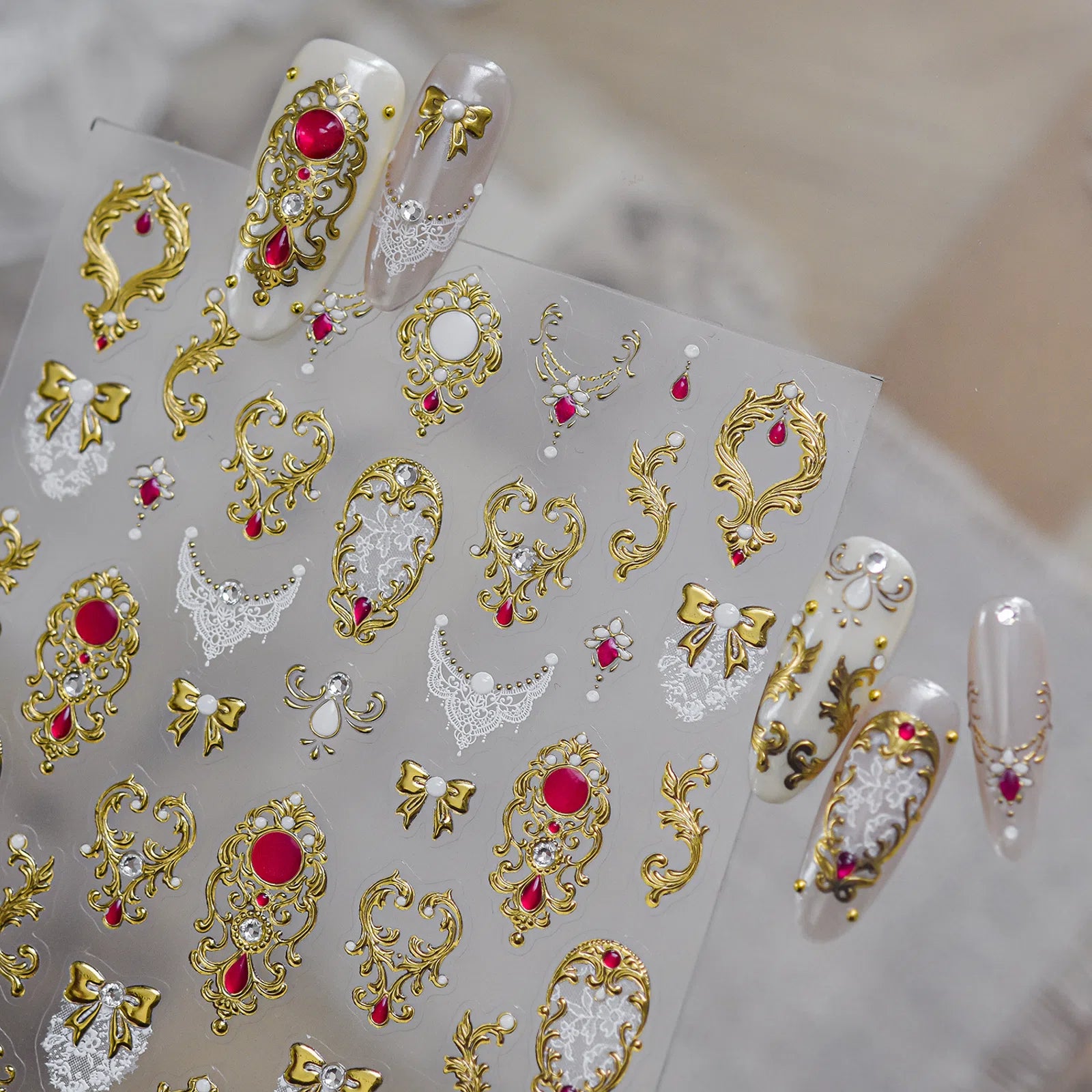 Vintage Baroque Nail Stickers | Elegant Gold Nail Art Decals - image 3