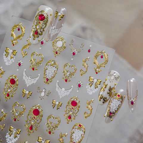 Vintage Baroque Nail Stickers | Elegant Gold Nail Art Decals - image 3