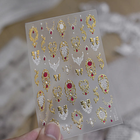 Vintage Baroque Nail Stickers | Elegant Gold Nail Art Decals - to6074 variant image