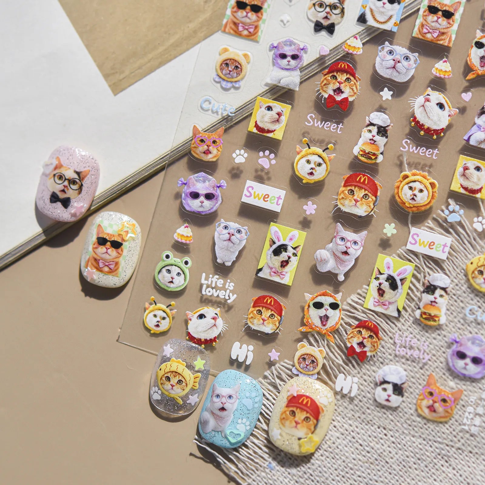 Vintage Cat Nail Stickers - nail art product image 5
