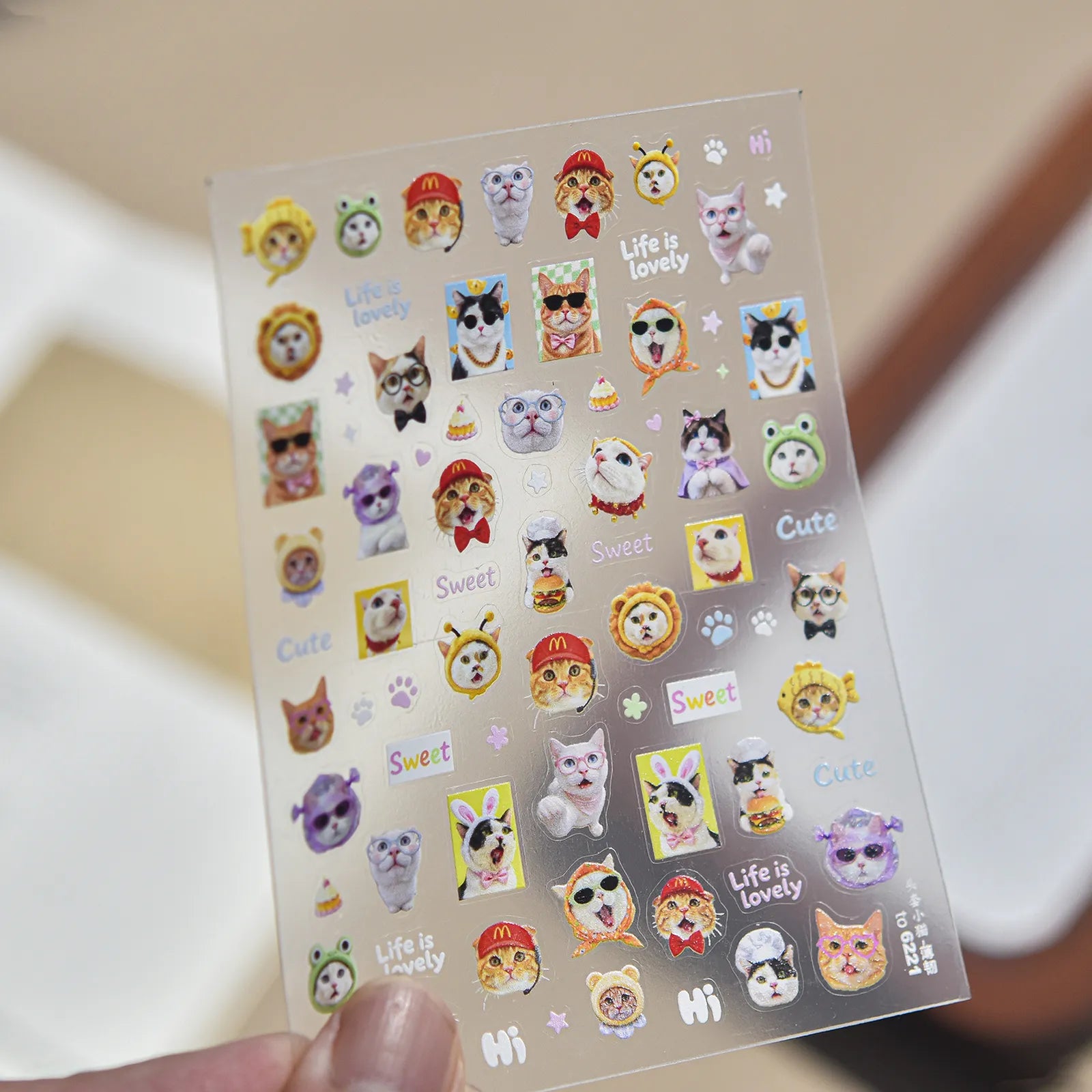 Vintage Cat Nail Stickers | Cute Retro Nail Art Decals image