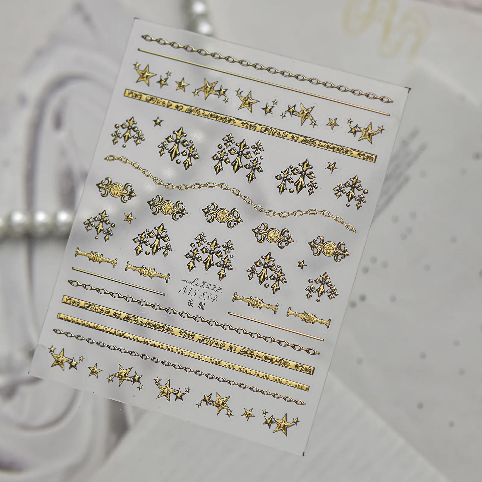 MS834-gold Vintage Cross Nail Stickers variant image - Tomoni Nail Art