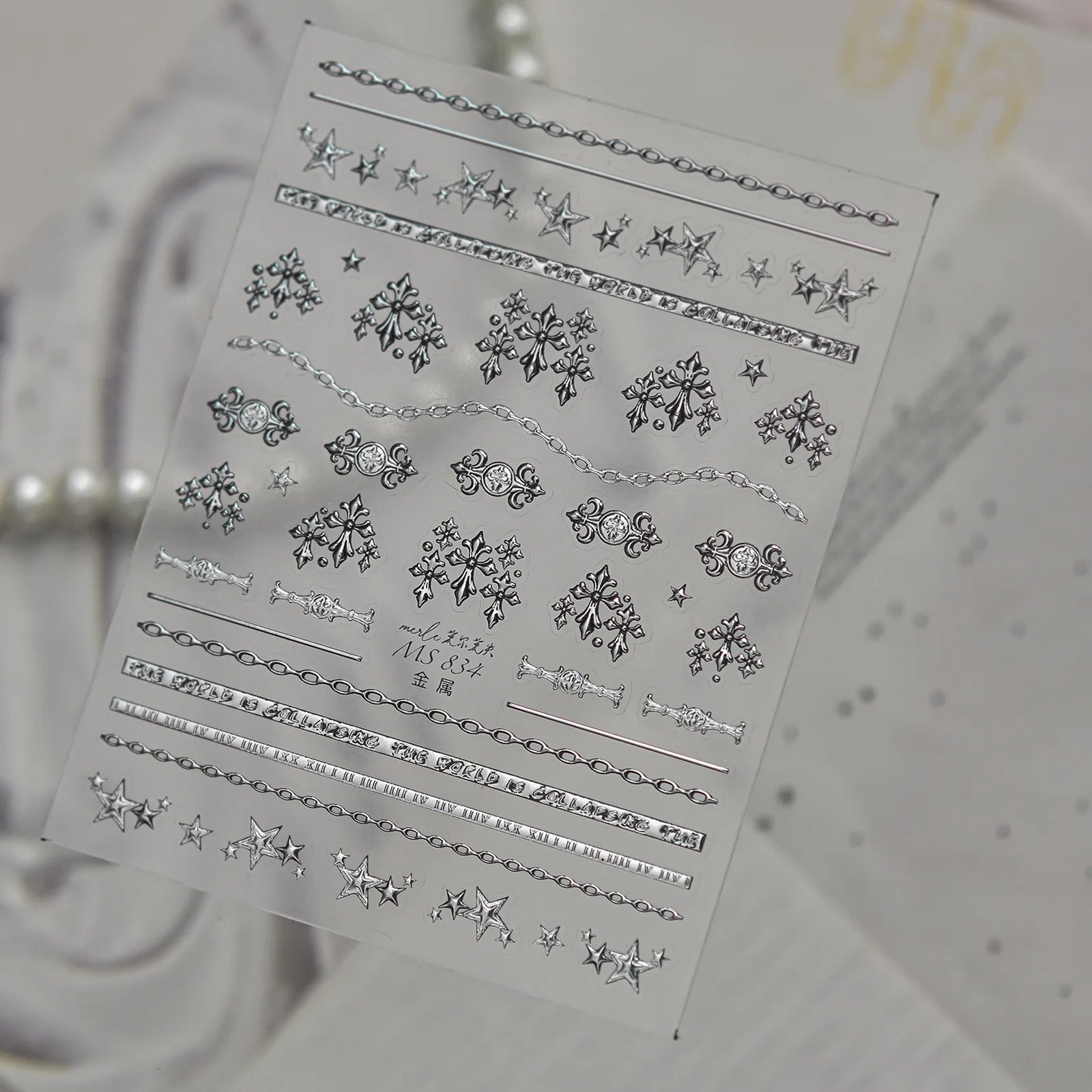 MS834-silver Vintage Cross Nail Stickers variant image - Tomoni Nail Art