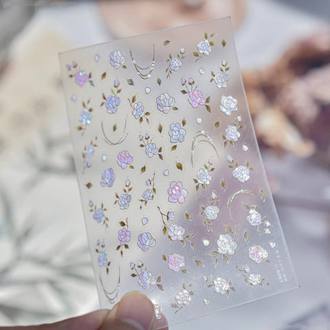 Vintage Flower Bird Nail Stickers | Chinese Style Nail Art Decals image
