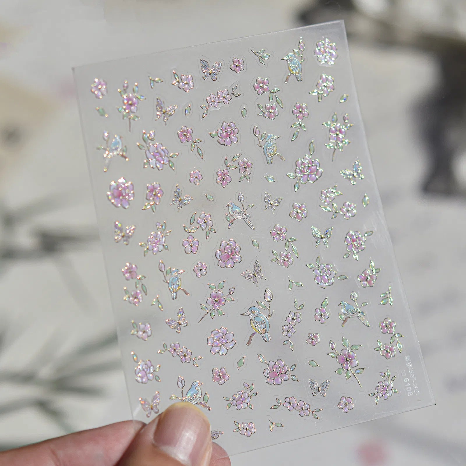 Vintage Flower Bird Nail Stickers | Chinese Style Nail Art Decals image