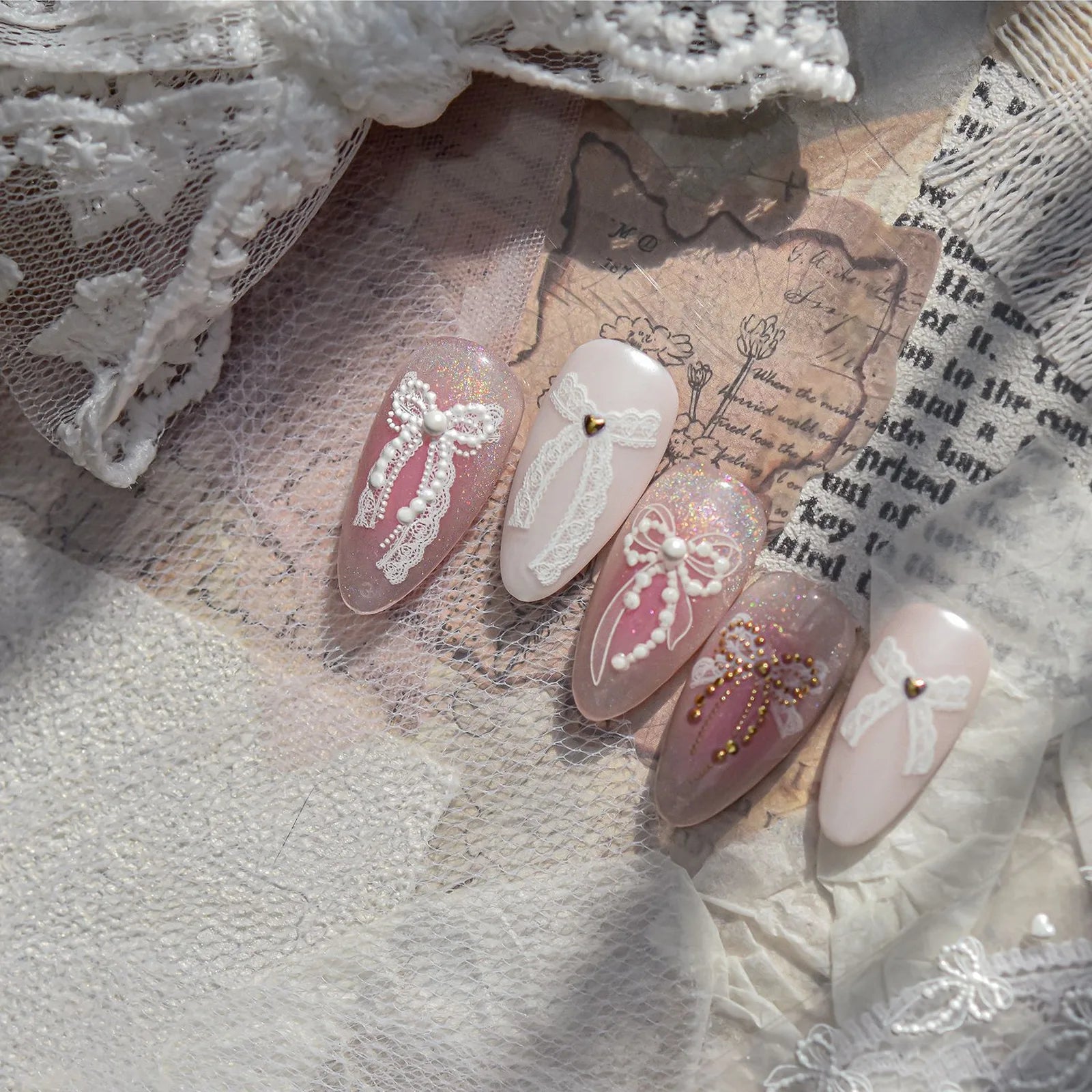 White Bow Ribbon Nail Stickers | Coquette Nail Art Decals - image 5