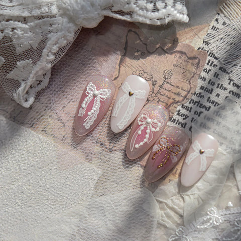 White Bow Ribbon Nail Stickers | Coquette Nail Art Decals - image 5