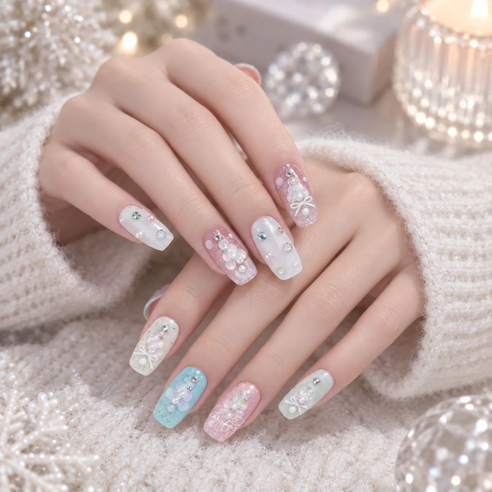White Christmas Snowflake Nail Stickers | Crystal Winter Nail Art Decals - image 4
