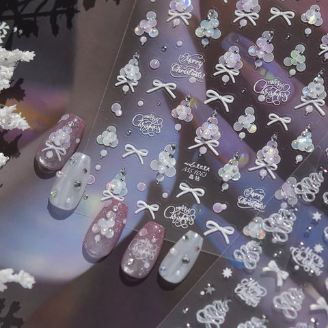 White Christmas Snowflake Nail Stickers | Crystal Winter Nail Art Decals - image 6