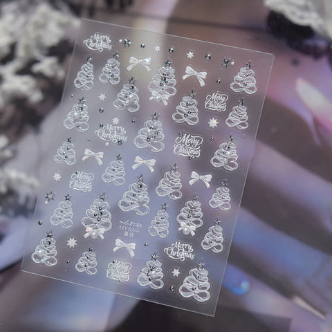White Christmas Snowflake Nail Stickers | Crystal Winter Nail Art Decals image