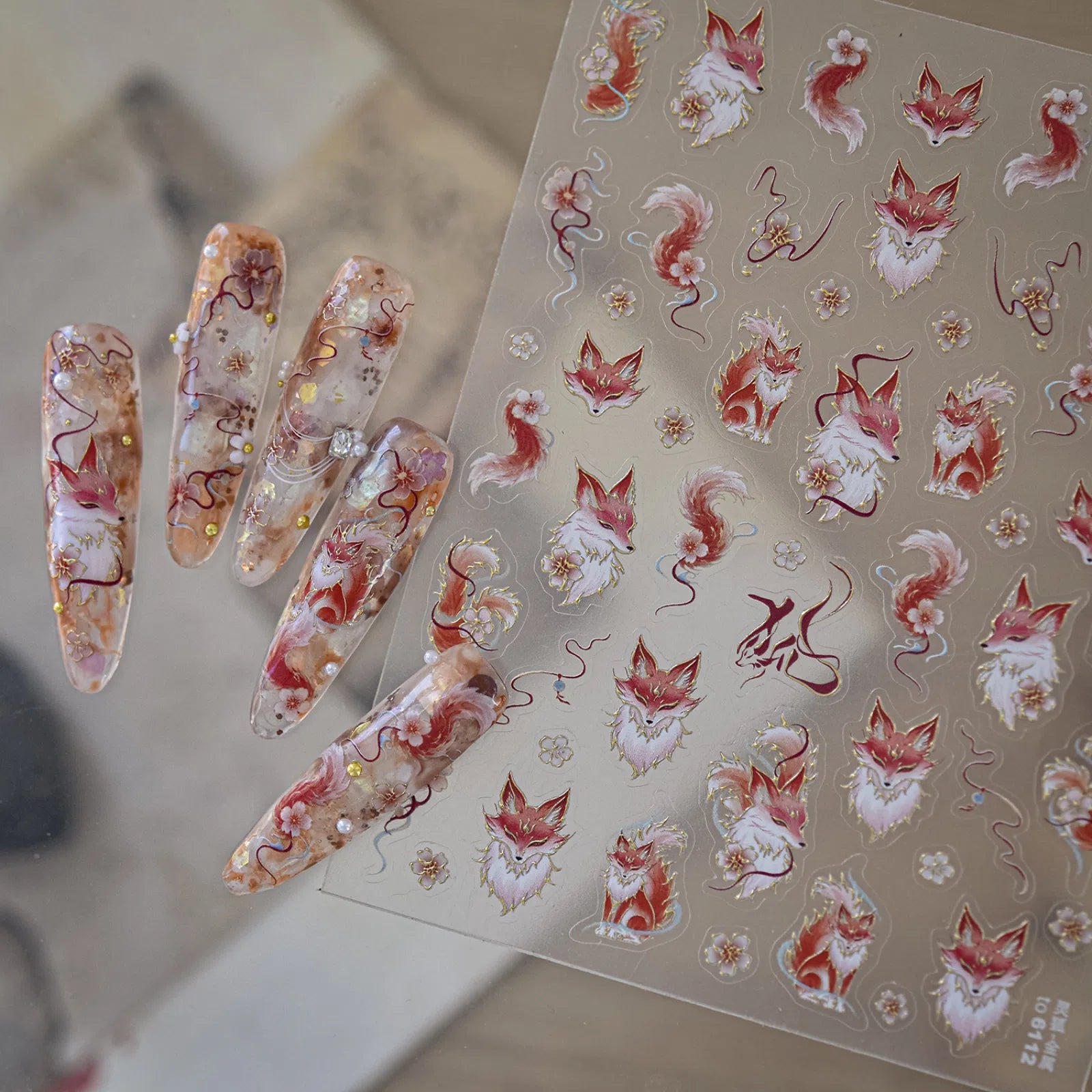 White Fox Nail Stickers | Chinese Style Nail Art Decals - image 3
